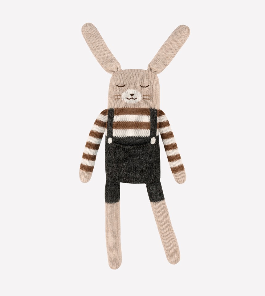 Grand doudou lapin | salopette noire