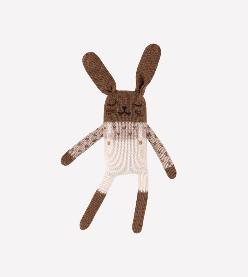 Bunny knit toy | ecru overalls