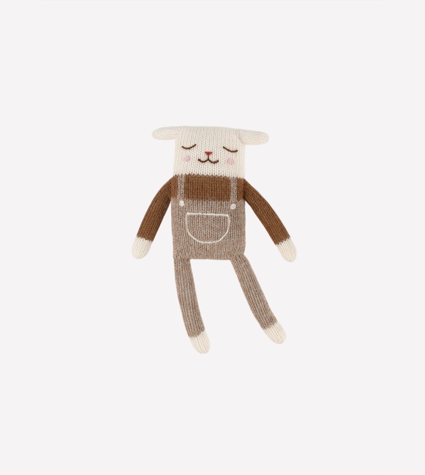 Lamb knit toy | oat overalls