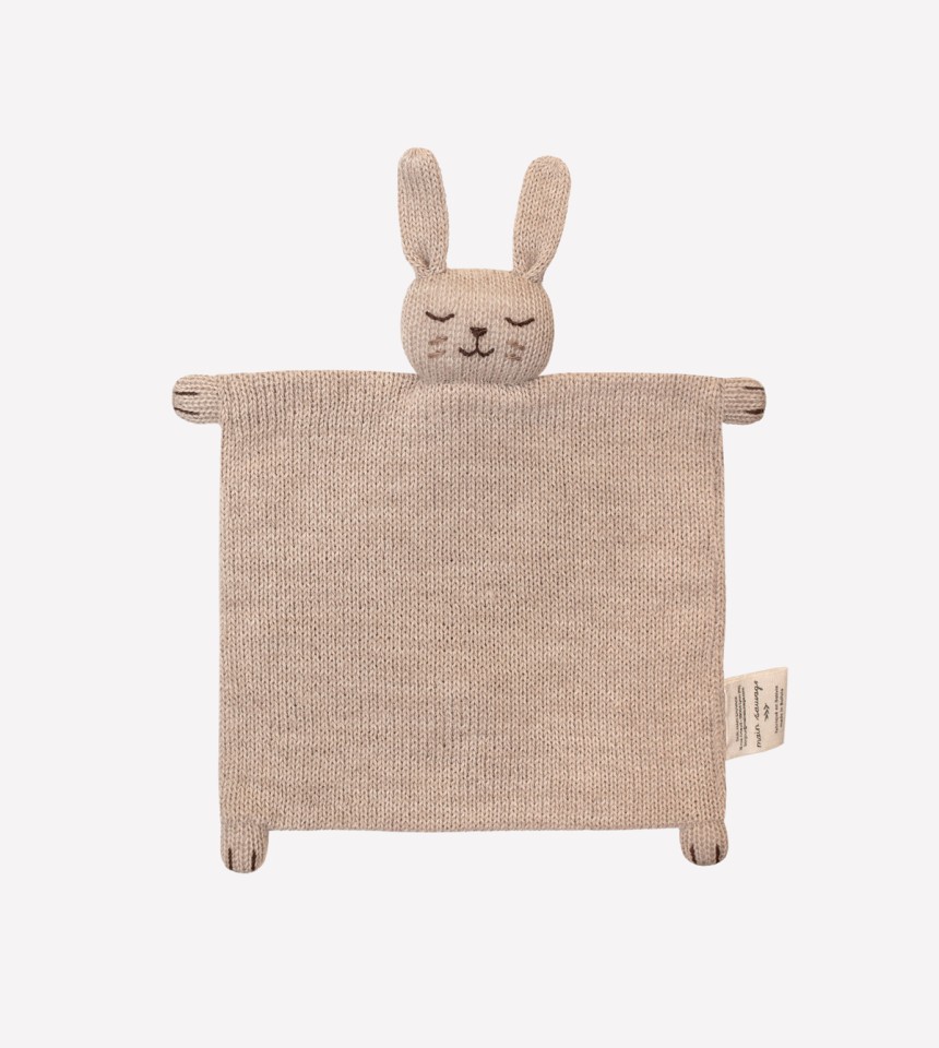 Doudou plat tricoté | lapin sable