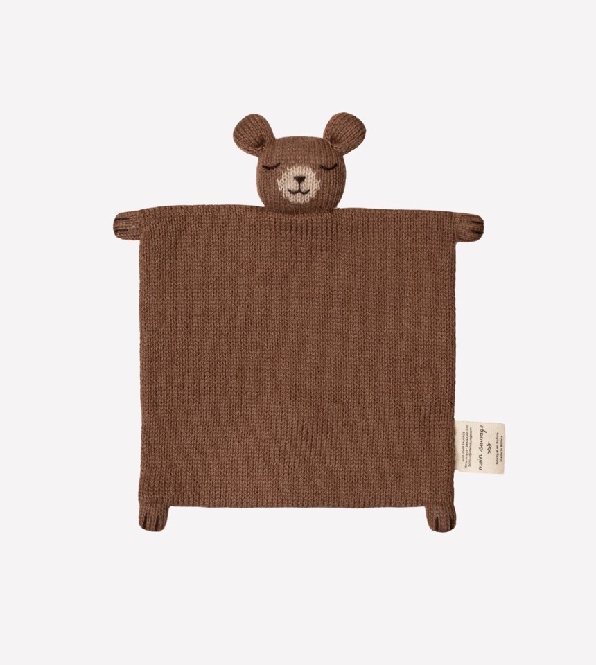 Doudou plat tricoté | ourson noisette