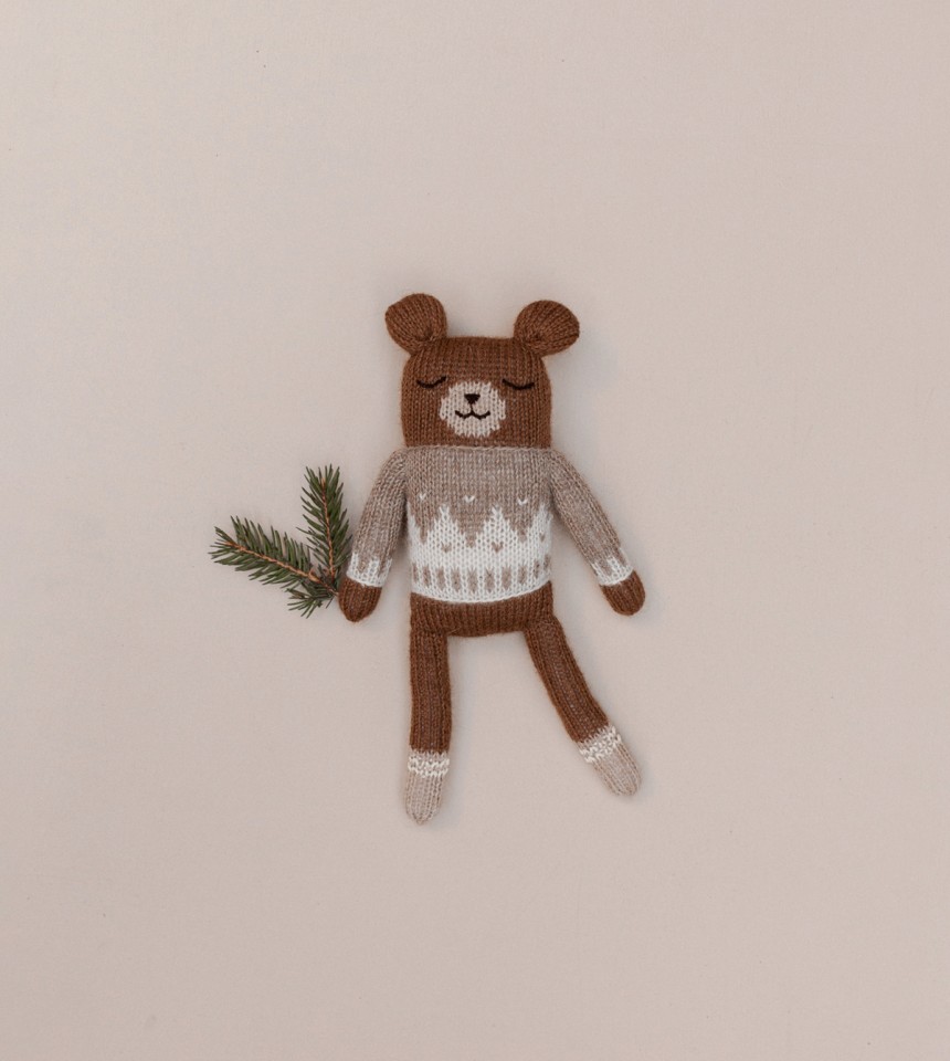 Doudou ourson | pull jacquard avoine