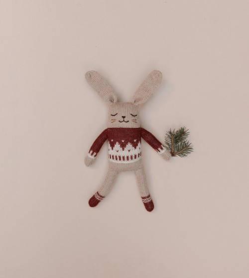Doudou lapin | pull jacquard sienne