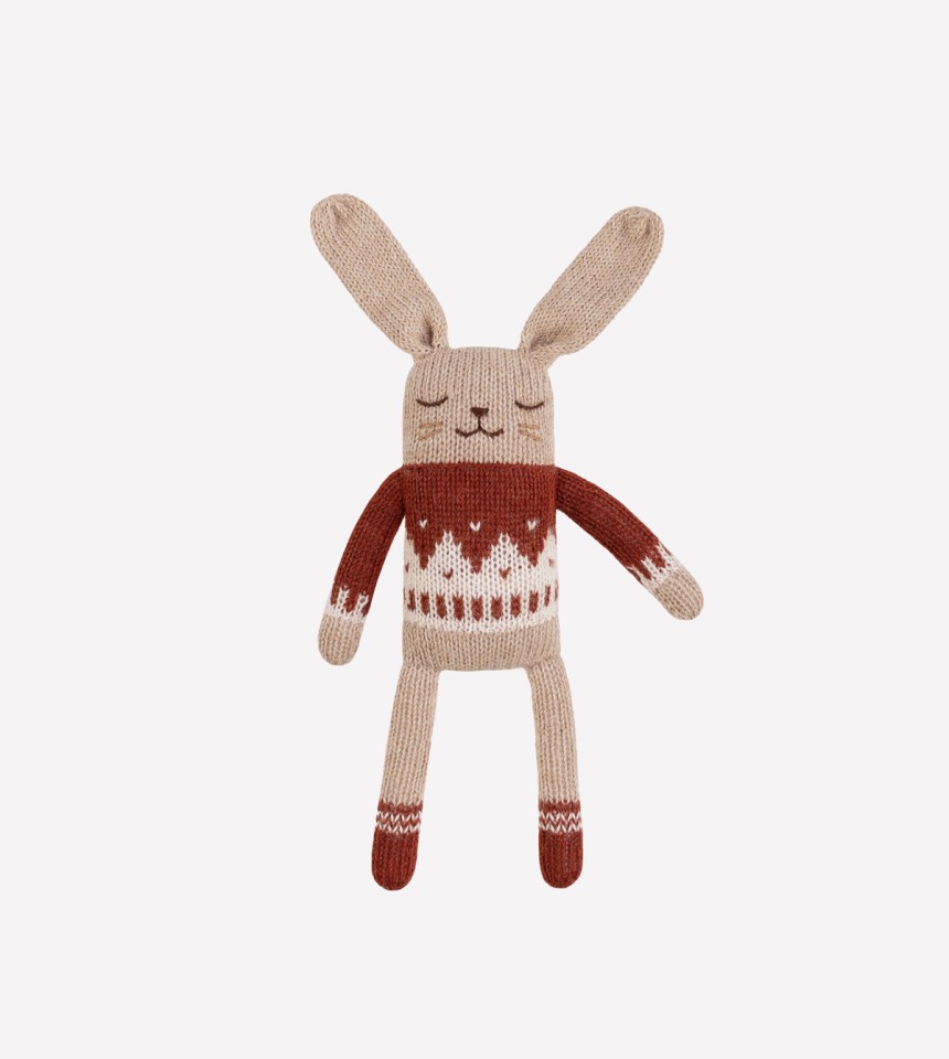 Doudou lapin | pull jacquard sienne