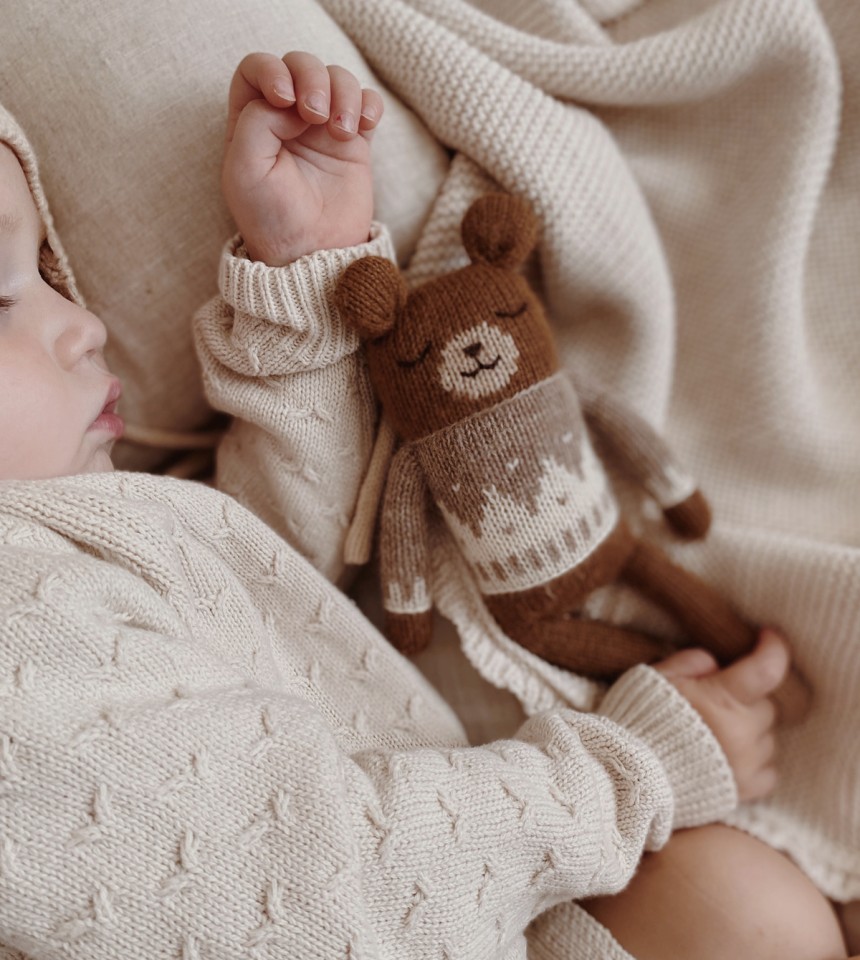Doudou ourson | pull jacquard avoine