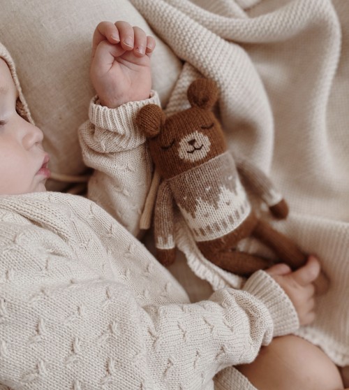 Doudou ourson | pull jacquard avoine