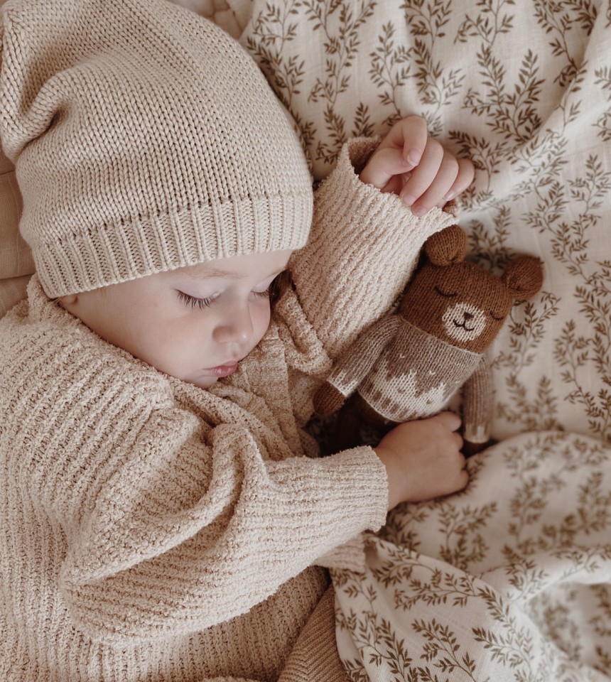 Doudou ourson | pull jacquard avoine