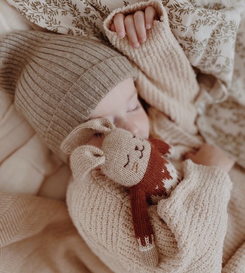 Doudou lapin | pull jacquard sienne