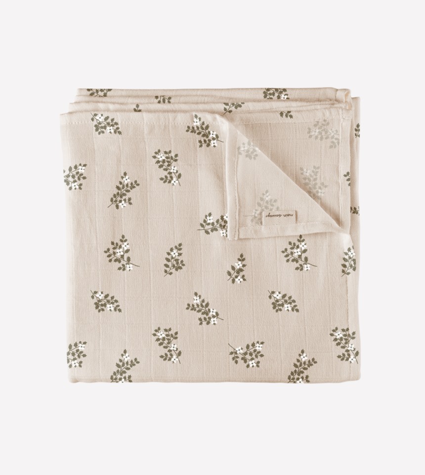 Muslin swaddle blanket | holly flowers