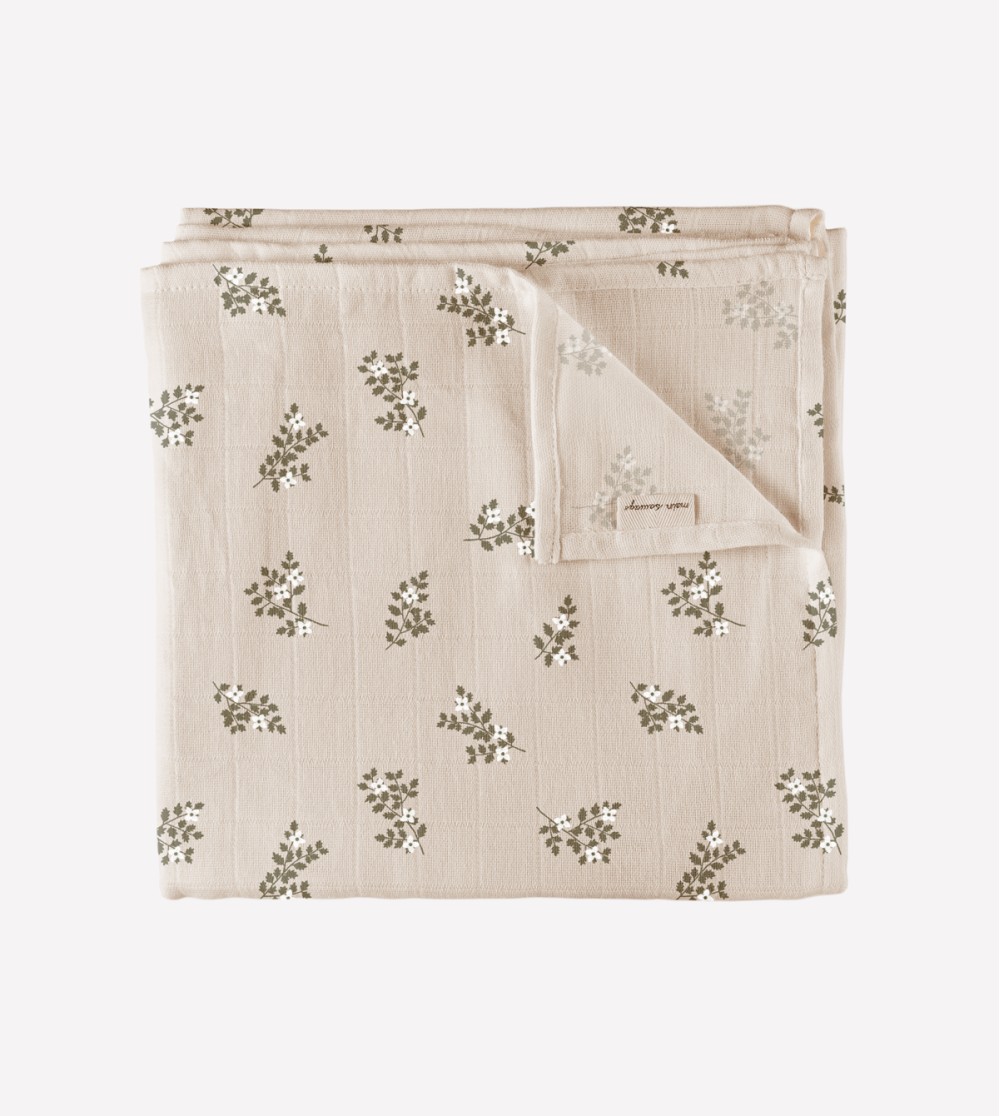 Muslin swaddle blanket | holly flowers