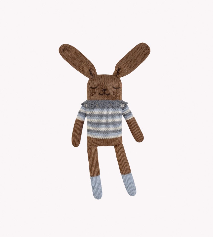 Bunny knit toy | blue vintage top