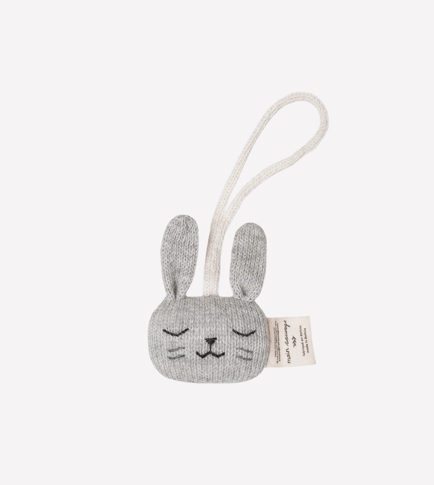 Hochet lapin à suspendre | gris