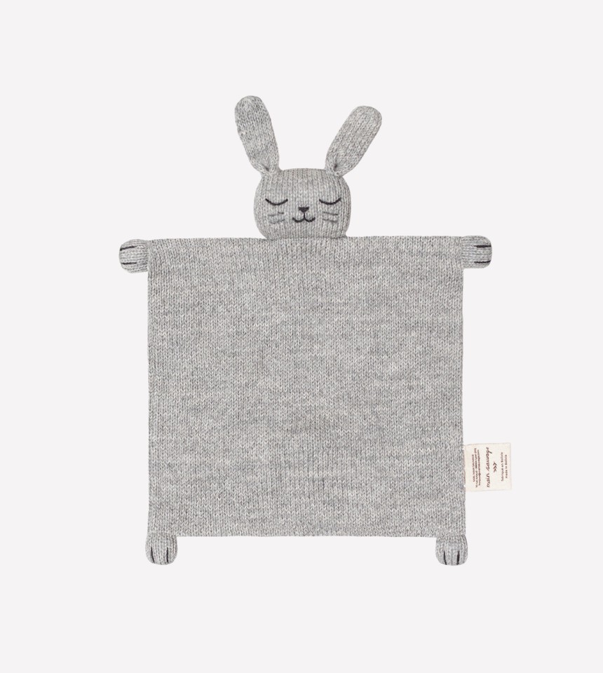 Doudou plat tricoté | lapin gris