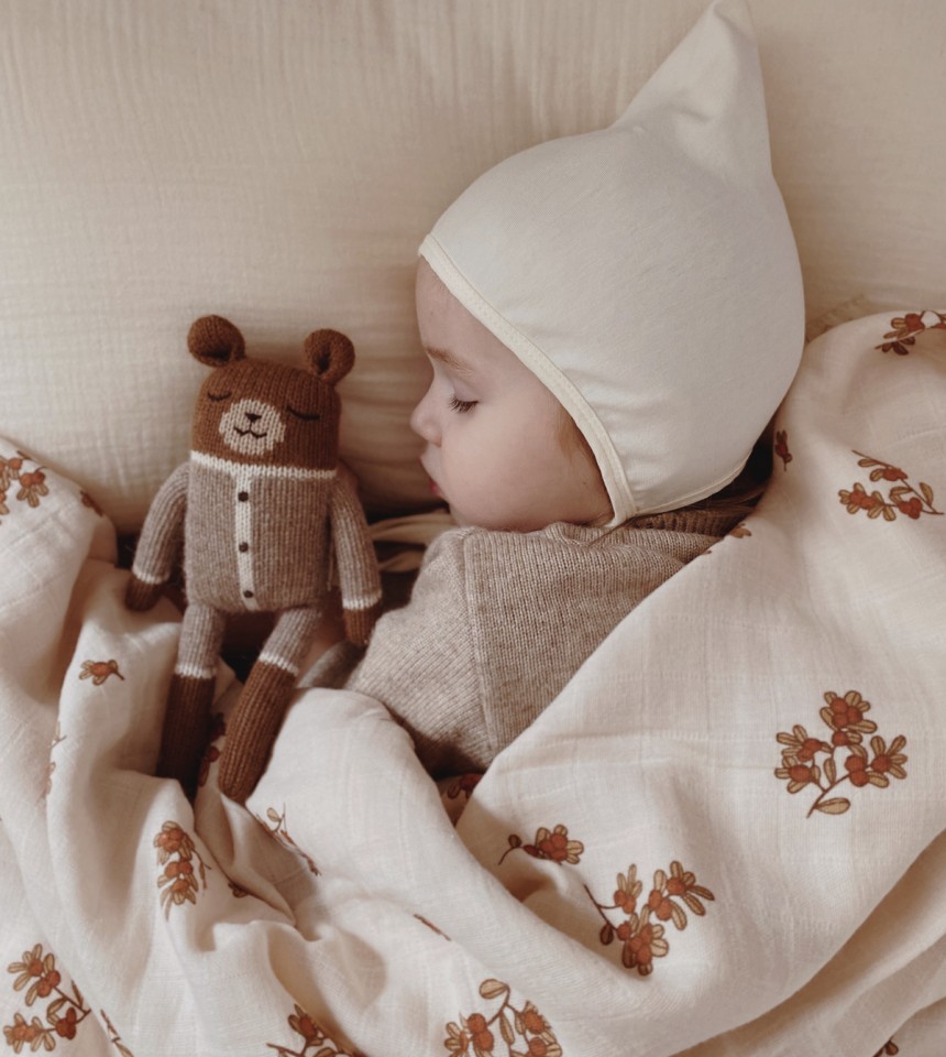 Knitted baby teddy sales