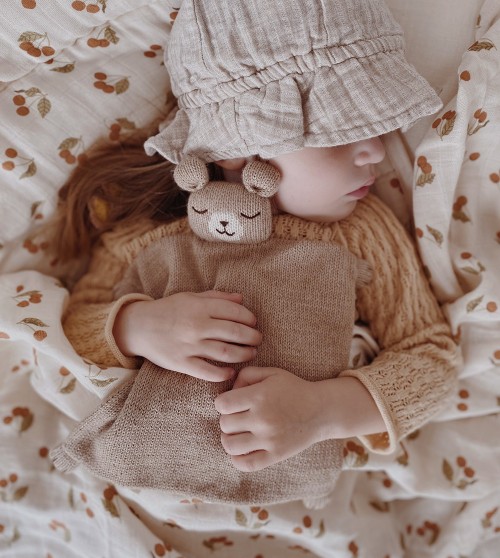 Doudou plat tricoté | ourson sable