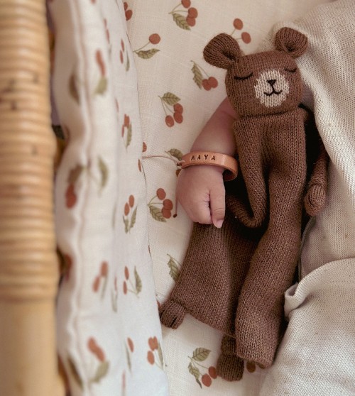 Doudou plat tricoté | ourson noisette