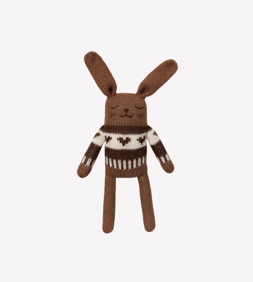 Doudou lapin | pull jacquard mocha foné