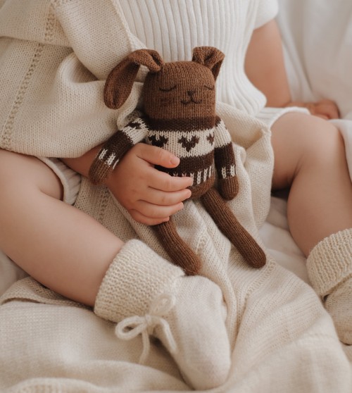 Bunny knit toy | dark mocha jaquard sweater