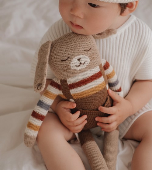 Main Sauvage Large Bunny Knit Toy - Rainbow Sweater Main Sauvage Large Bunny Knit Toy - Rainbow Sweater