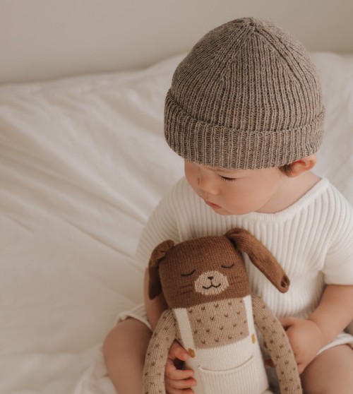 Rib baby beanie | Oat 2