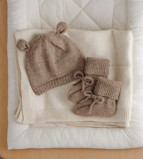 Bonnet bébé tricoté ourson