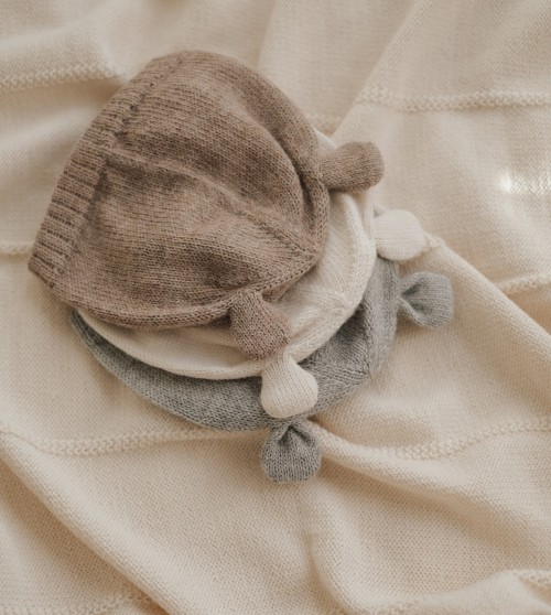 Bonnet bébé tricoté ourson