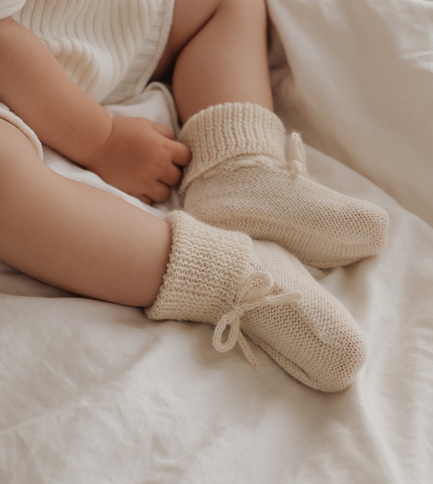 Knitted baby booties