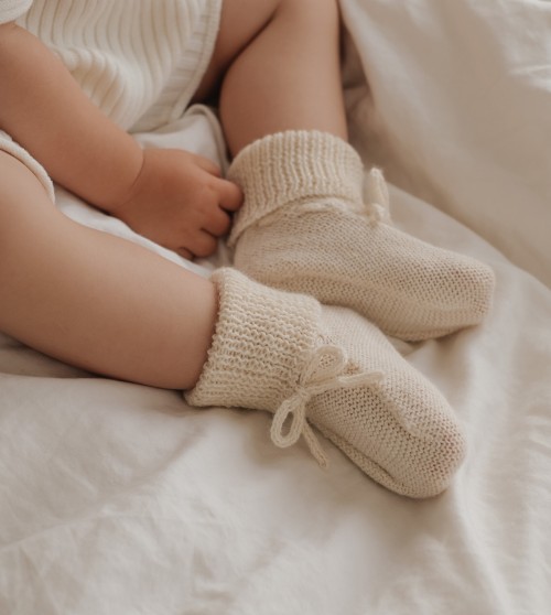 Knitted baby booties