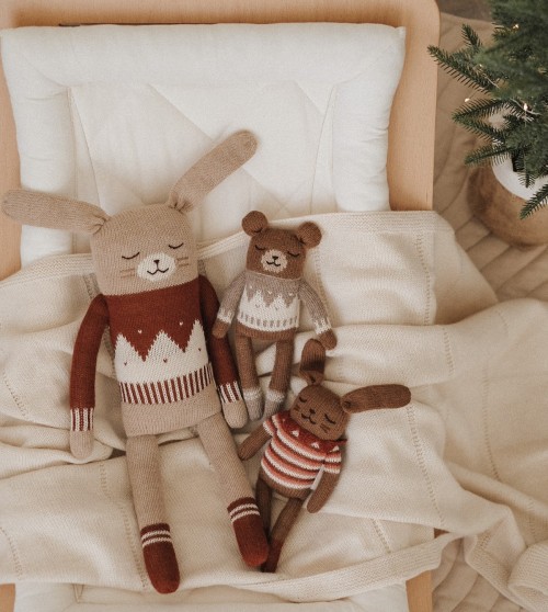 Doudou lapin | pull jacquard sienne