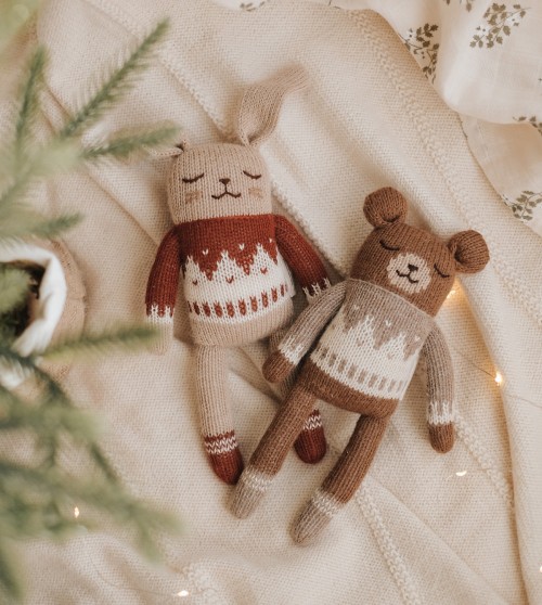 Doudou lapin | pull jacquard sienne