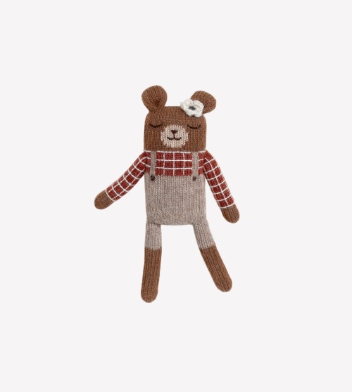 Doudou ourson | chemise à carreaux sienne