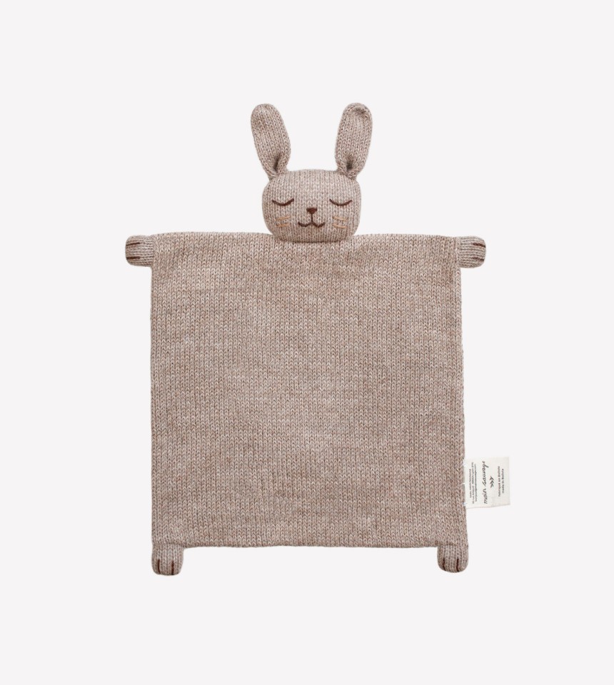Doudou plat tricoté | lapin avoine