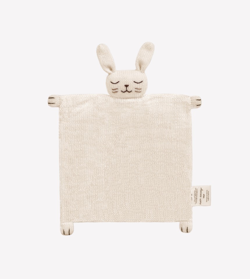 Doudou plat tricoté | lapin écru