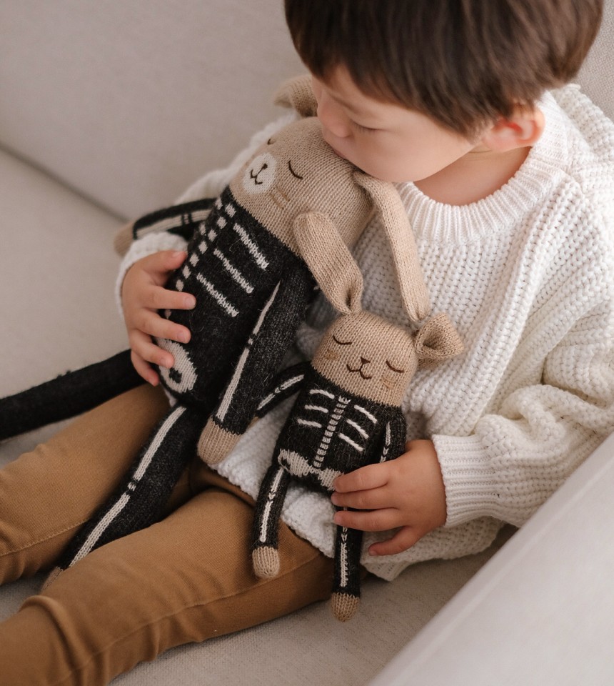 Large bunny knit toy | skeleton costume