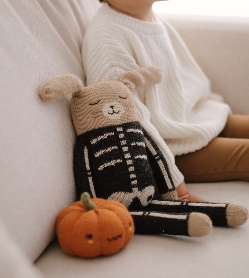 Large bunny knit toy | skeleton costume
