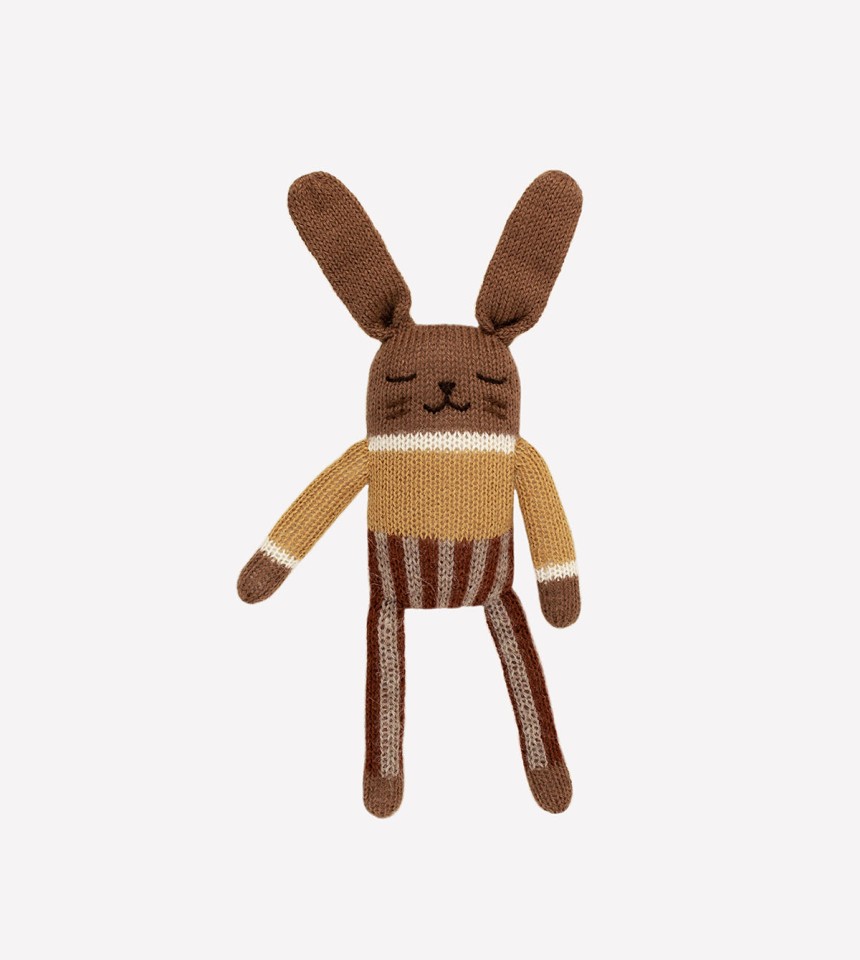 Doudou lapin | pantalon à rayures sienne