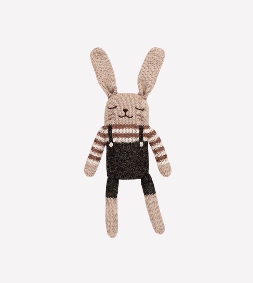 Bunny knit toy | black overalls
