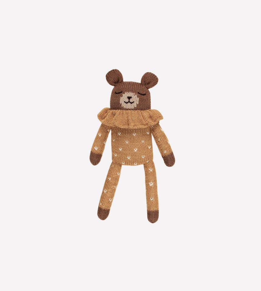Teddy knit toy | ochre dots pyjamas
