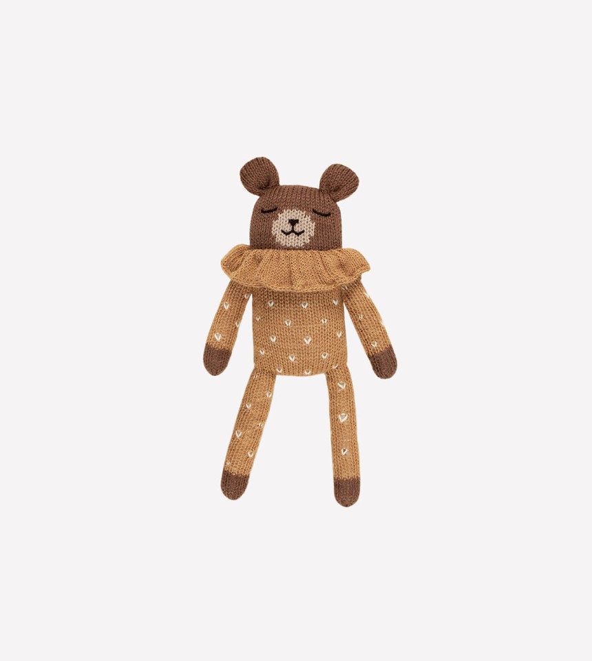 Doudou ourson | pyjama ocre à pois