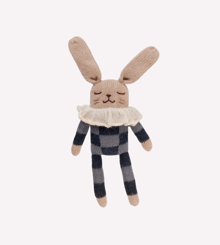 Bunny knit toy | navy check pyjamas
