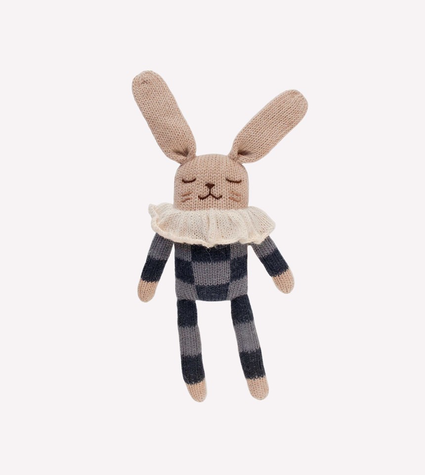 Doudou lapin | pyjama à carreaux marine