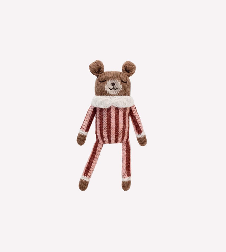 Teddy knit toy | sienna striped pyjamas