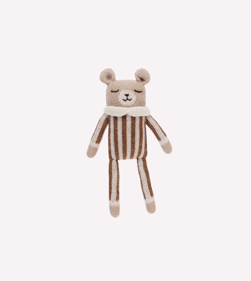 Teddy knit toy | nut striped jumpsuit