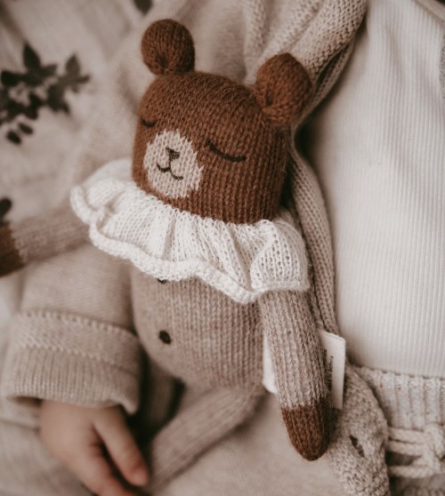 Teddy knit toy oat pyjamas
