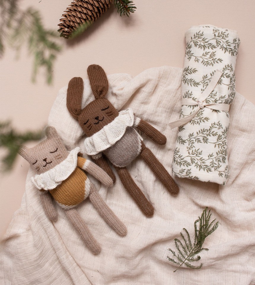 Bunny knit toy oat bodysuit
