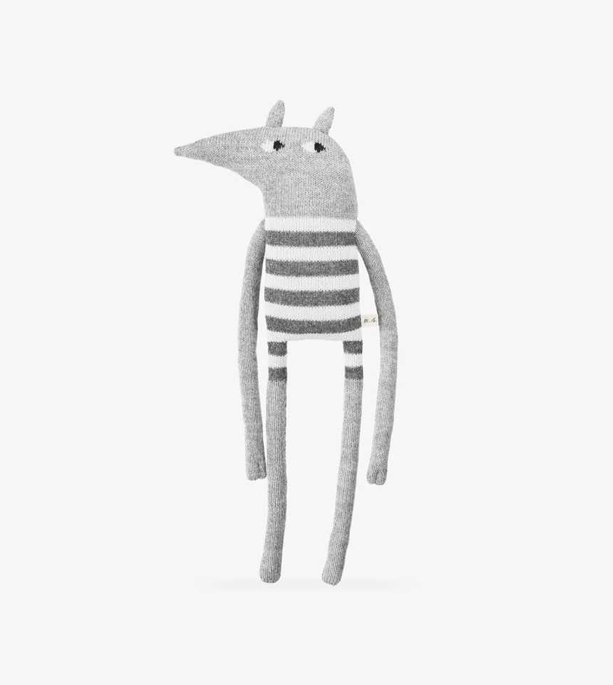 Large wolf knit toy | striped