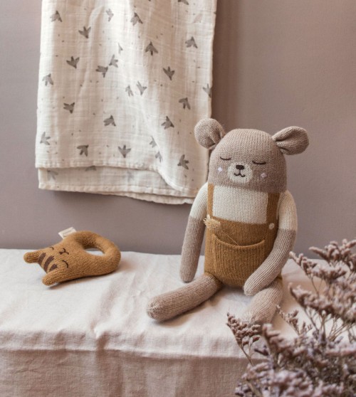 Large teddy knit toy | ochre