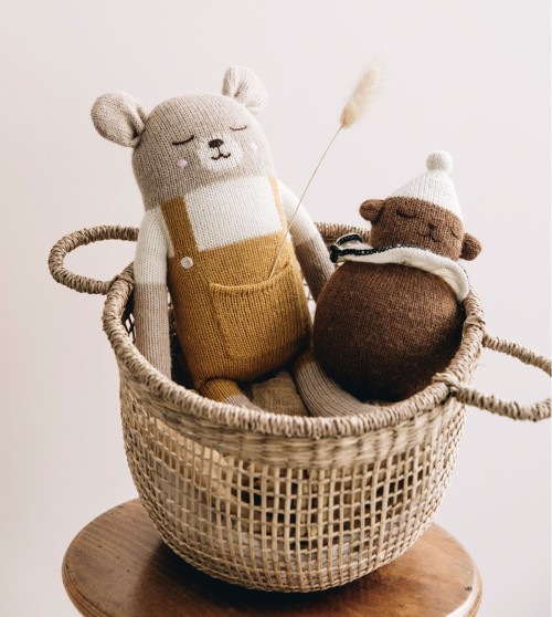 Large teddy knit toy | ochre