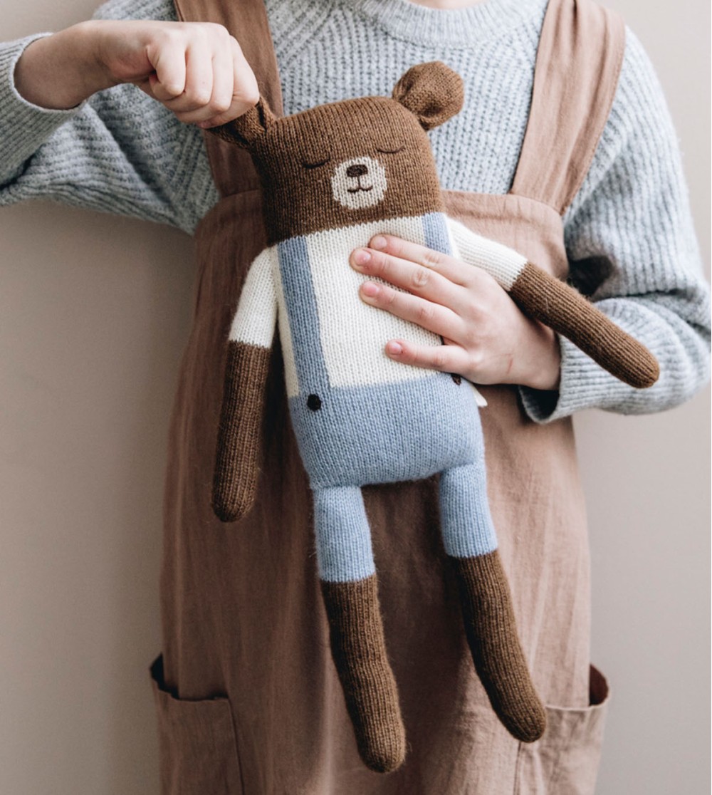 Doudou ours sales bleu