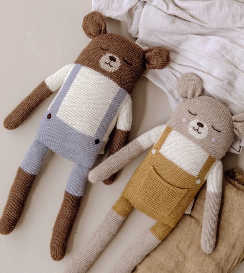 Grand doudou ours | bleu